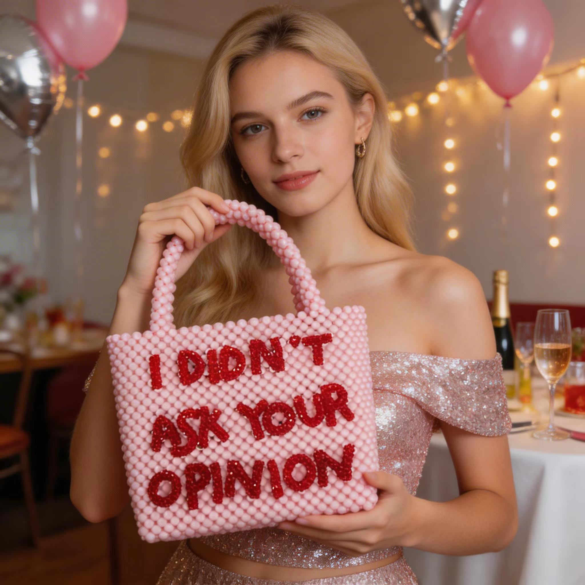 Sac à Main de Styliste en Perles pour Femme, Fourre-Tout de Marque, Mignon, Lettre Perlée, Fait à la