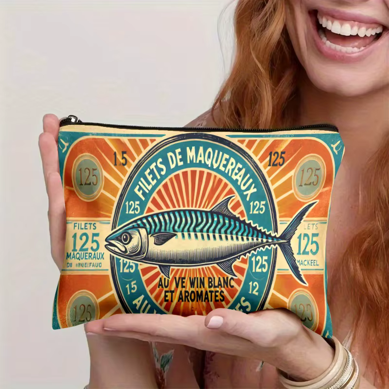 Pochette à fermeture éclair en étain pour sardine française, 1 pièce, sac de rangement en toile Dura