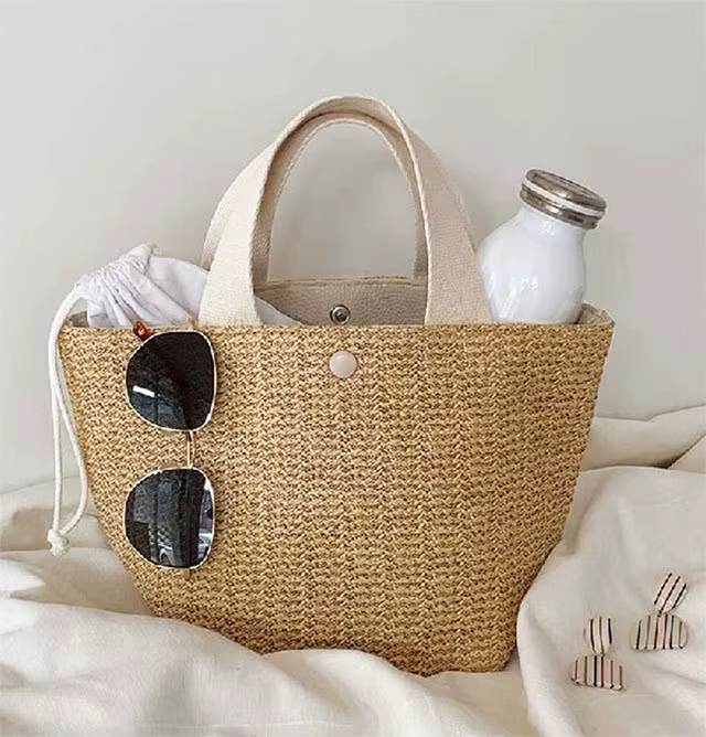 Sac à main vintage en paille tressée pour femme, sac de plage d'été, sac fourre-tout bohème pour vac
