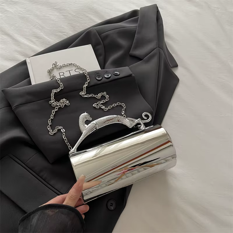 Animaux léopard poignée en métal pochette de soirée à la mode sac à main de fête dame de haute quali