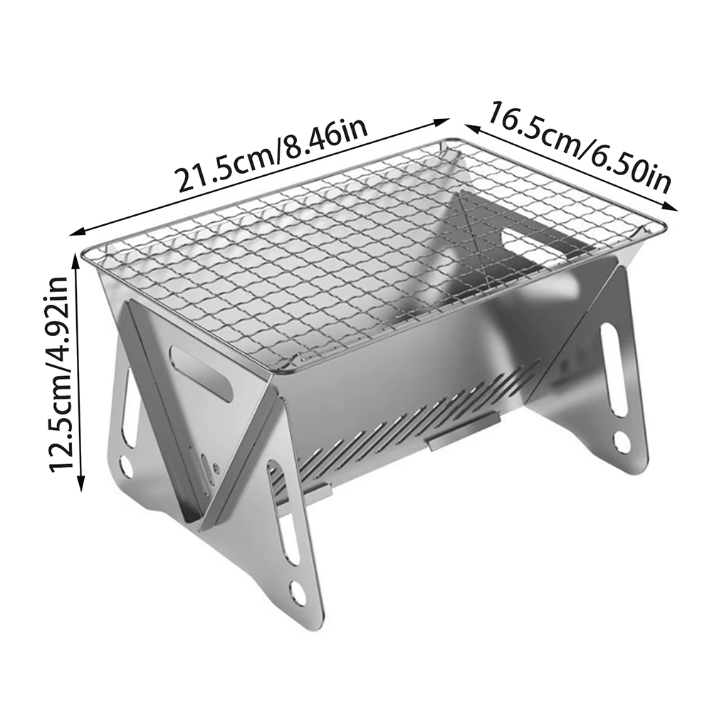 Réchaud de camping miniature pliable portable avec grille de barbecue en acier inoxydable pour l'ext