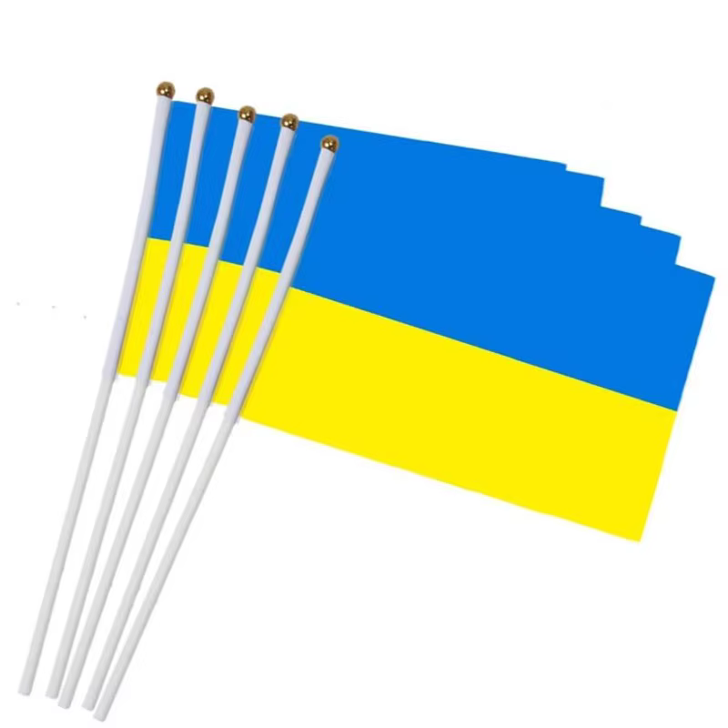 Mini drapeau ondulé à la main 14x21cm, petit drapeau en Polyester avec mât en plastique pour diverse