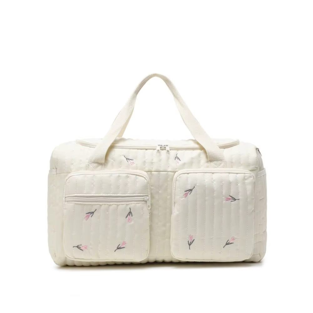 Sac fourre-tout brodé grande capacité pour couches, organisateur matelassé en coton, sac à langer mi