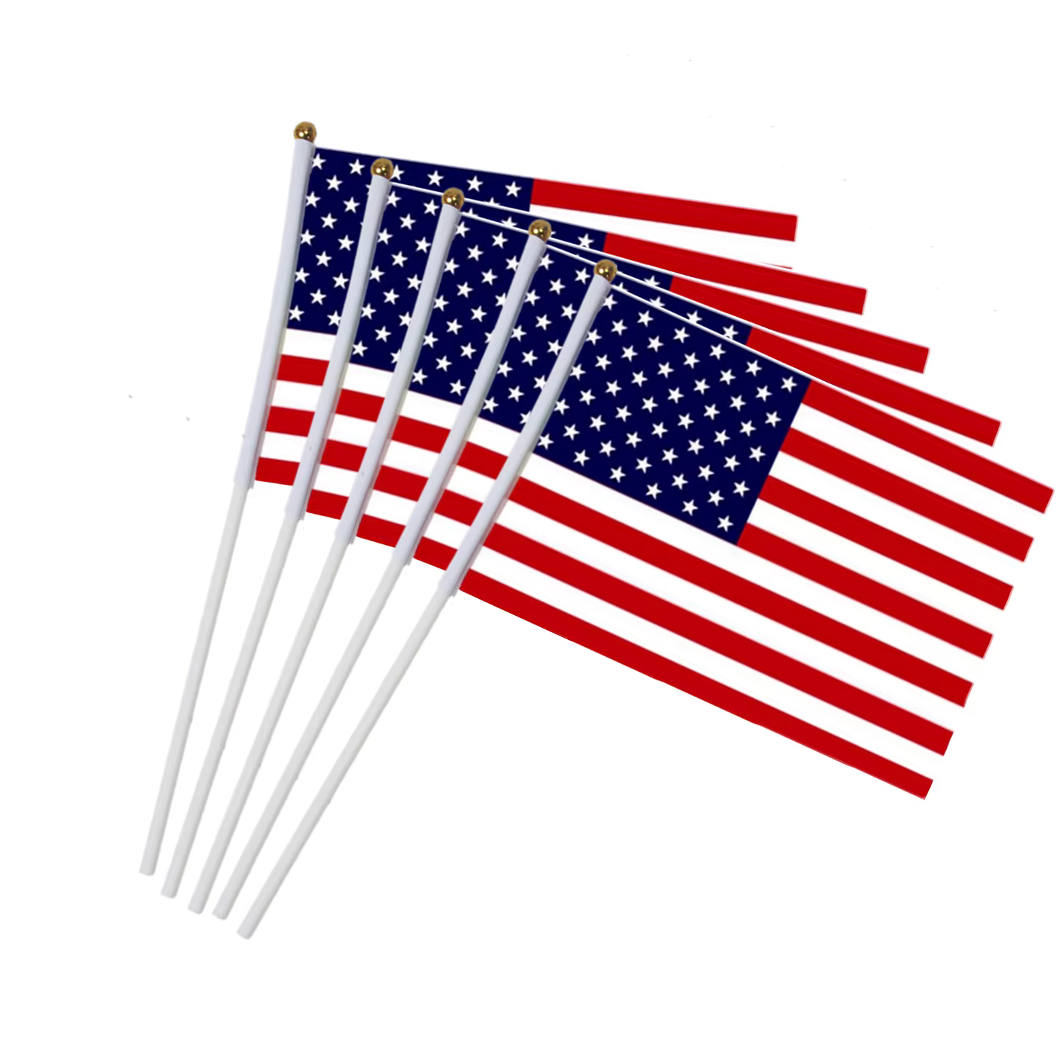 Mini drapeaux américains à main sur bâton, 5x8 pouces, avec sommet doré, pour défilés, fêtes et déco