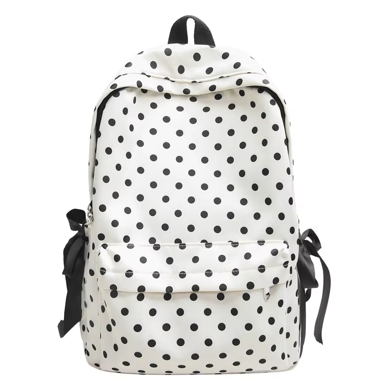 Sacs à dos à pois pour femmes, sacs d'école à nœud de grande capacité pour adolescentes, sacs de loi