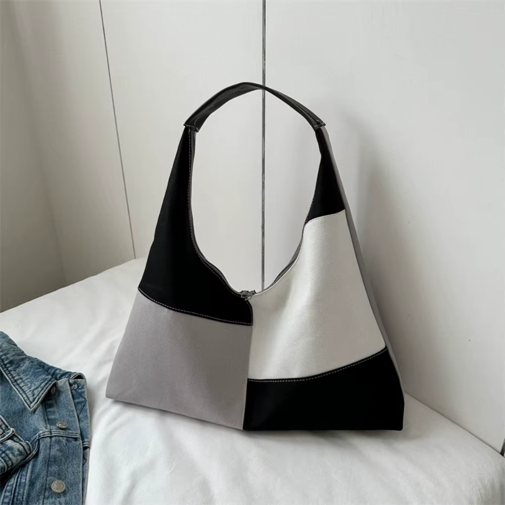 Hobo sacs pour femmes multicolore épissure sac à bandoulière grande capacité décontracté toile sacs 