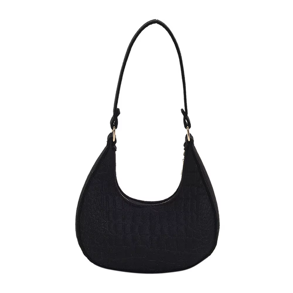 Sac sous le bras à motif pierre pour femme, nouveau style coréen, couleur unie, sac croissant simple