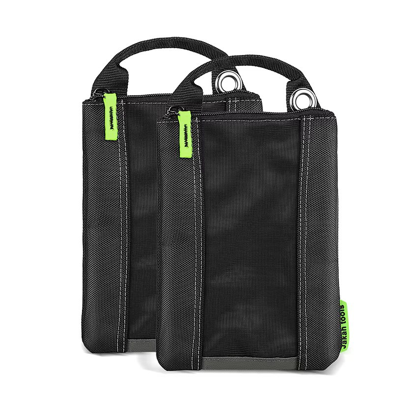 Jakah Lot de 2 pochettes à outils avec fermeture éclair, fenêtre en maille et œillets de suspension 