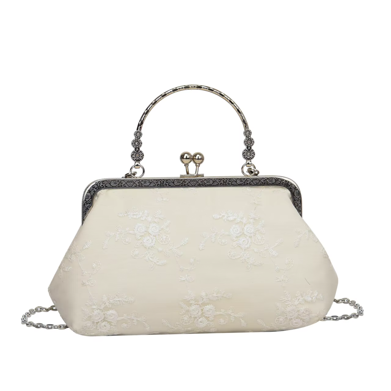 Luxe dentelle Fbric femmes sac de soirée chaîne épaule sac de messager coquille pince concepteur sac