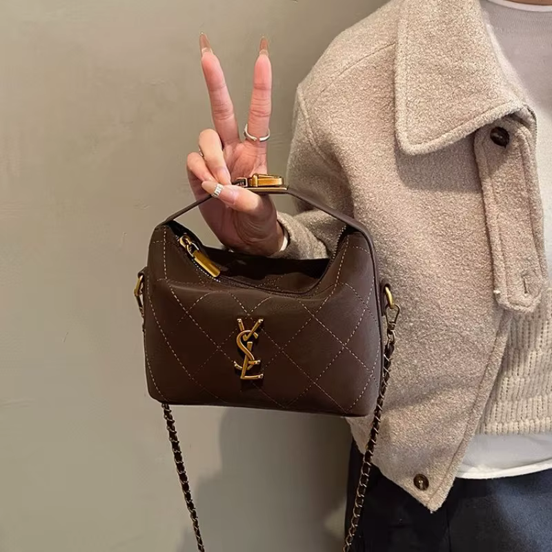 Nouveau sac à chaîne matelassé brodé pour femme, mini sac carré élégant à poignée supérieure, sac à 