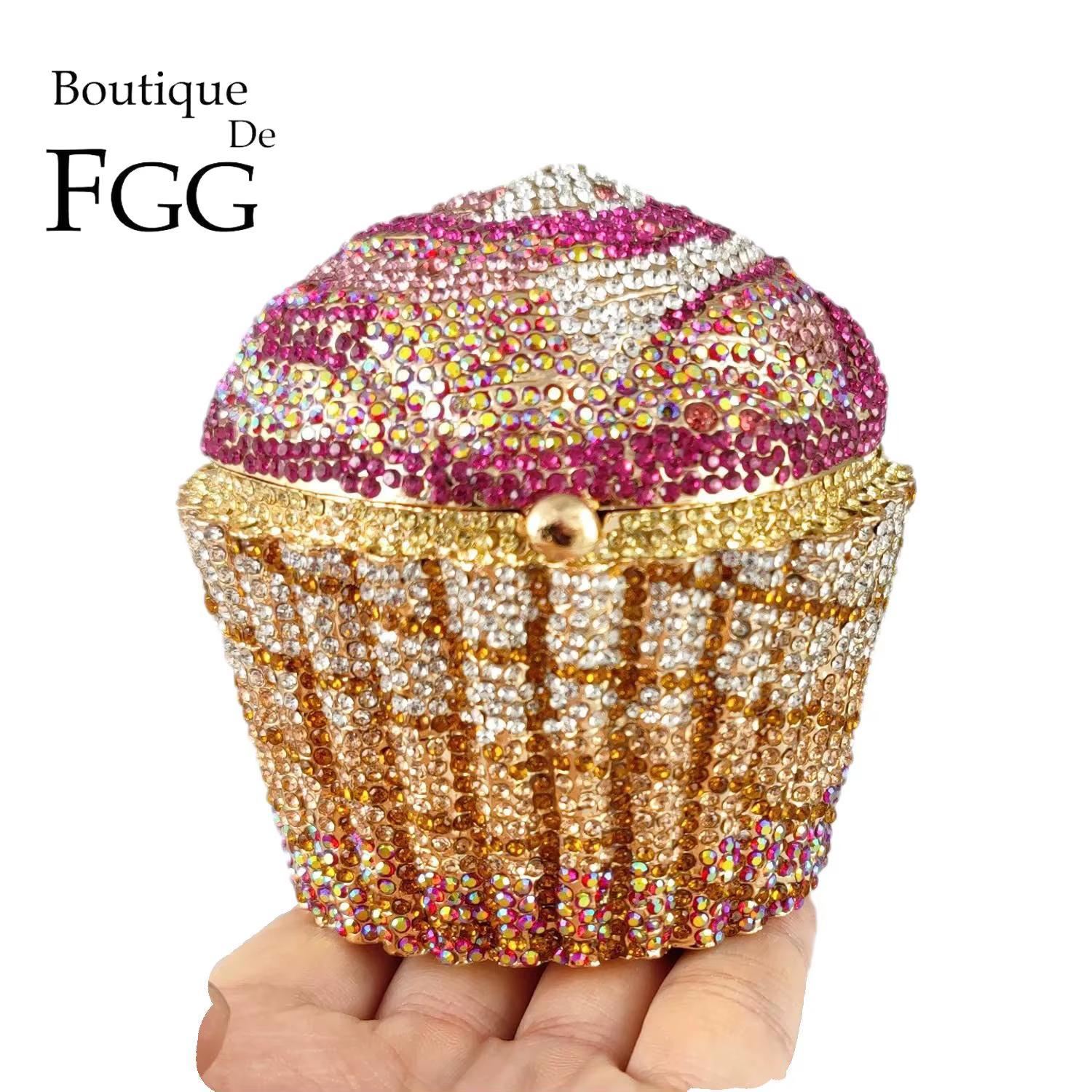 Boutique De FGG femmes Mini Cupcake strass pochette sac à main cristal pochette sac De soirée sac à