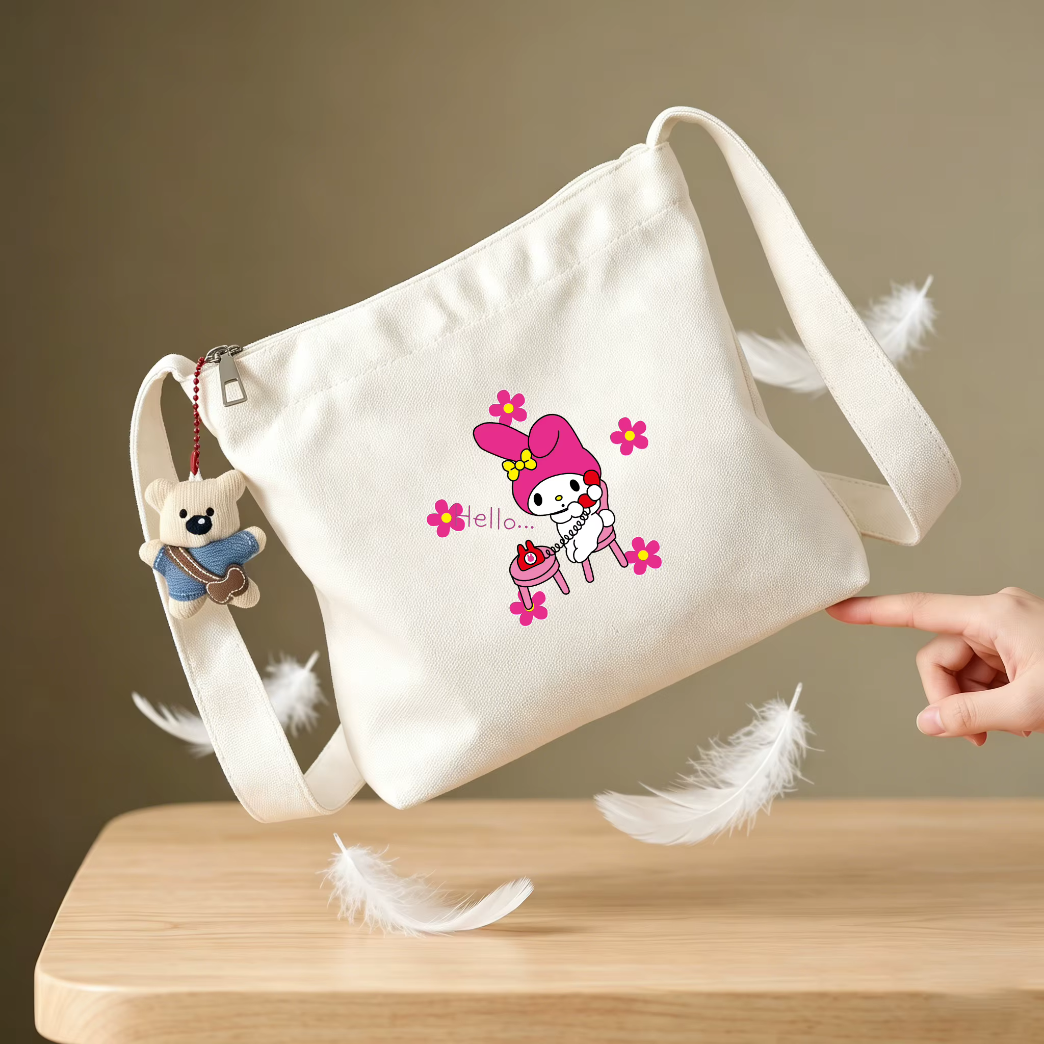 Sac à bandoulière en toile Sanrio, 16 styles, imprimé Hello Kitty My Melody Keroppi, sac à bandouliè