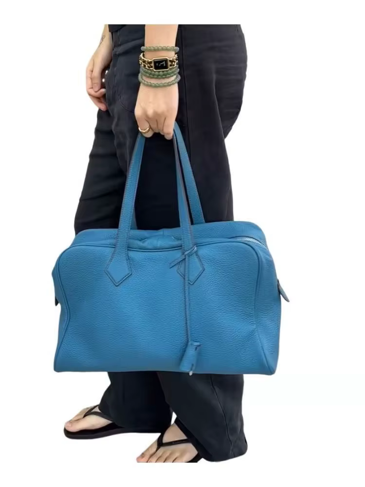 Sac à main Boston bleu rétro haut de gamme pour femmes, fourre-tout de grande capacité de Style mini