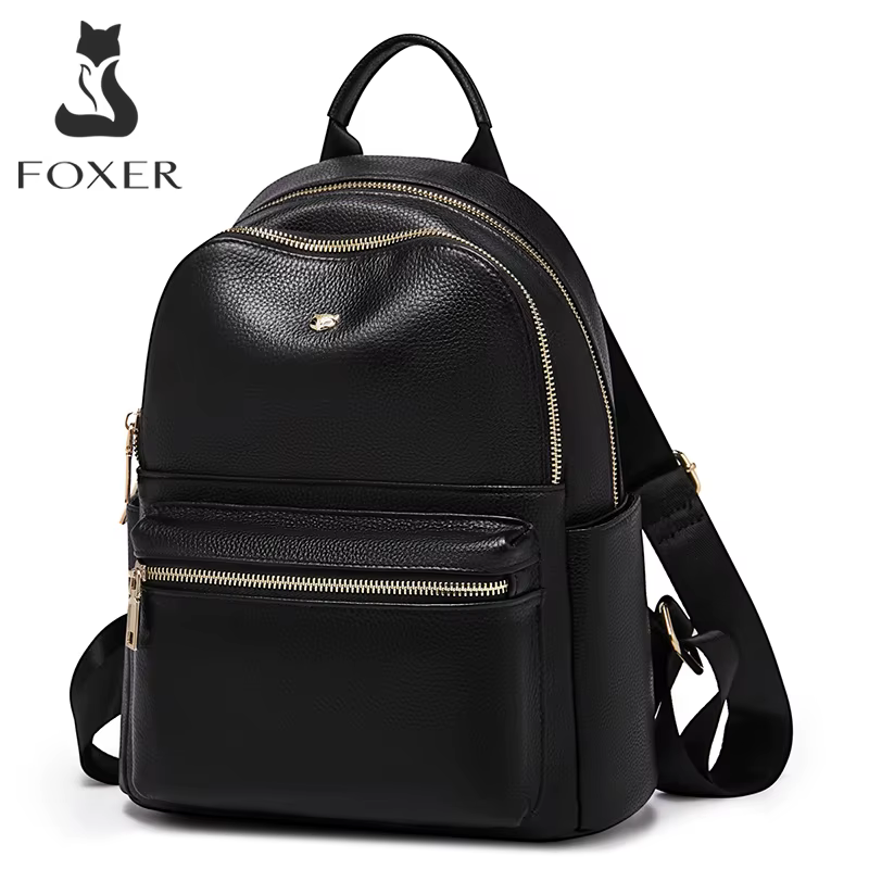 Sac à dos en cuir véritable pour femmes de la marque FOXER, sac à bandoulière de voyage tendance 202