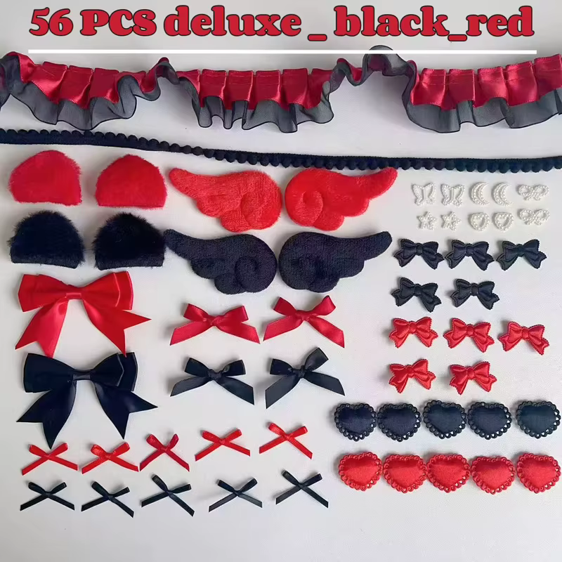 Kit de matériaux DIY pour Itabag en dentelle noire et rouge, porte-badges, pochette pour cartes, acc