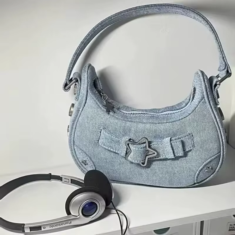 Y2K coréen gothique étoile fille noir sac à main Harajuku esthétique Vintage épaule sac à bandoulièr