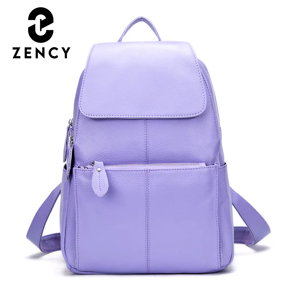 Zency Fashion – sac à dos en cuir violet de haute qualité pour femmes, avec de nombreux compartiment