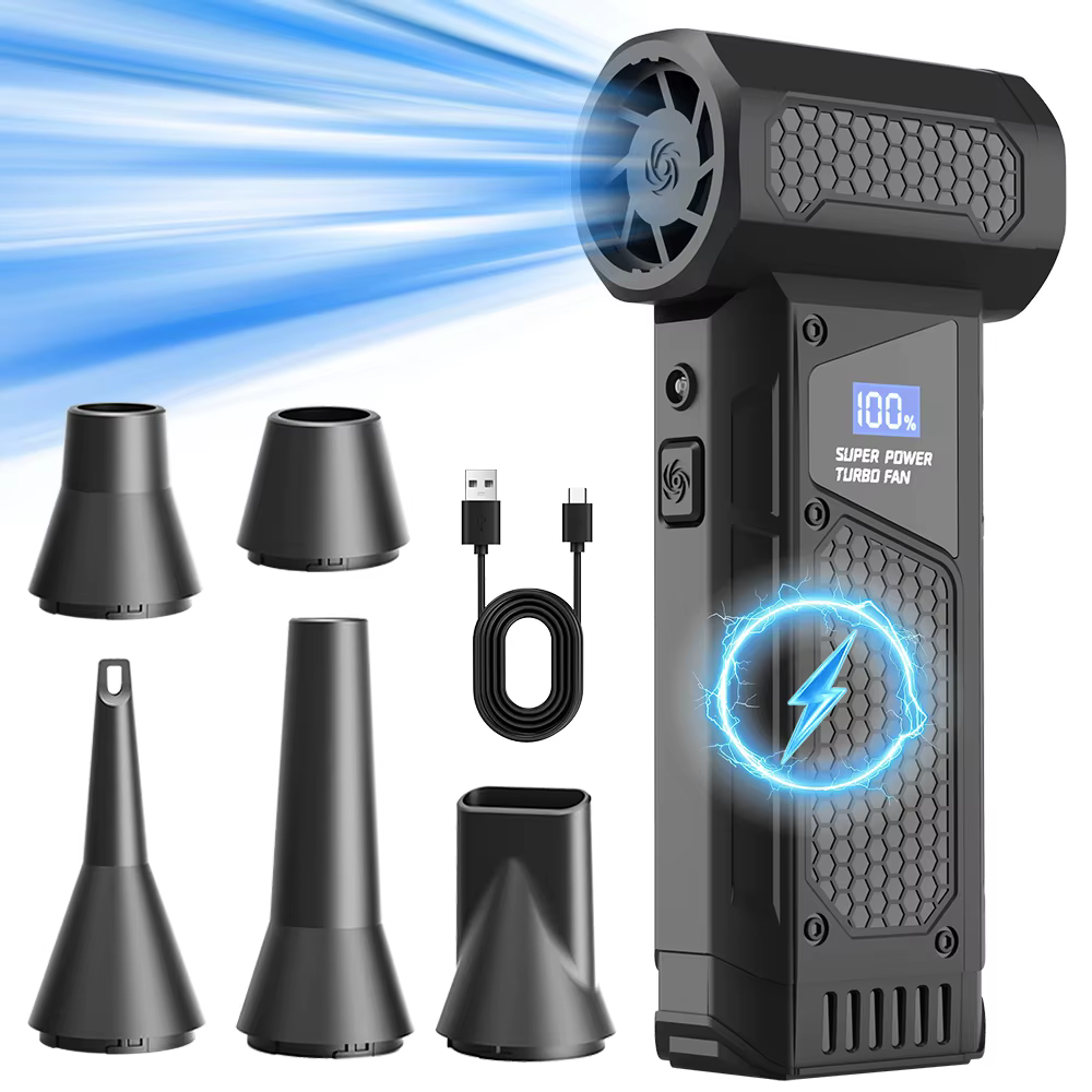 Mini ventilateur turbo électrique, souffleur d'air avec 34 vitesses réglables, vitesse du vent de 13