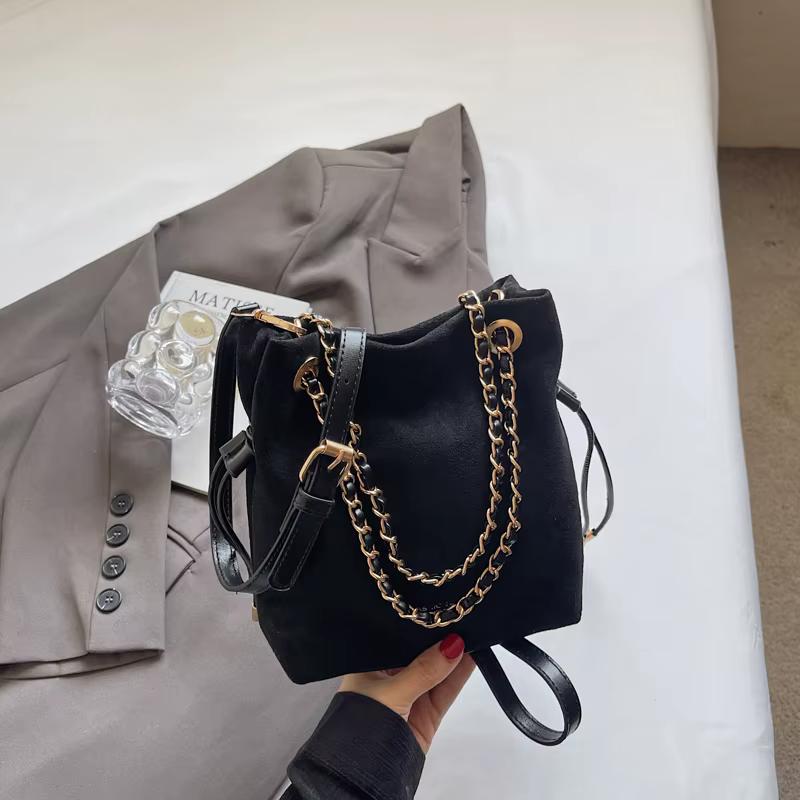 Sac à bandoulière en daim pour femmes, sac à chaîne luxueux de styliste, sac à main avec cordon de s