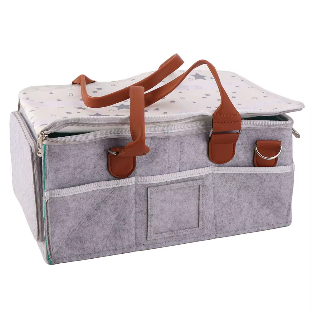 Sac fourre-tout en feutre pour maman, design pliable, en tissu non tissé, sac à couches pliable pour