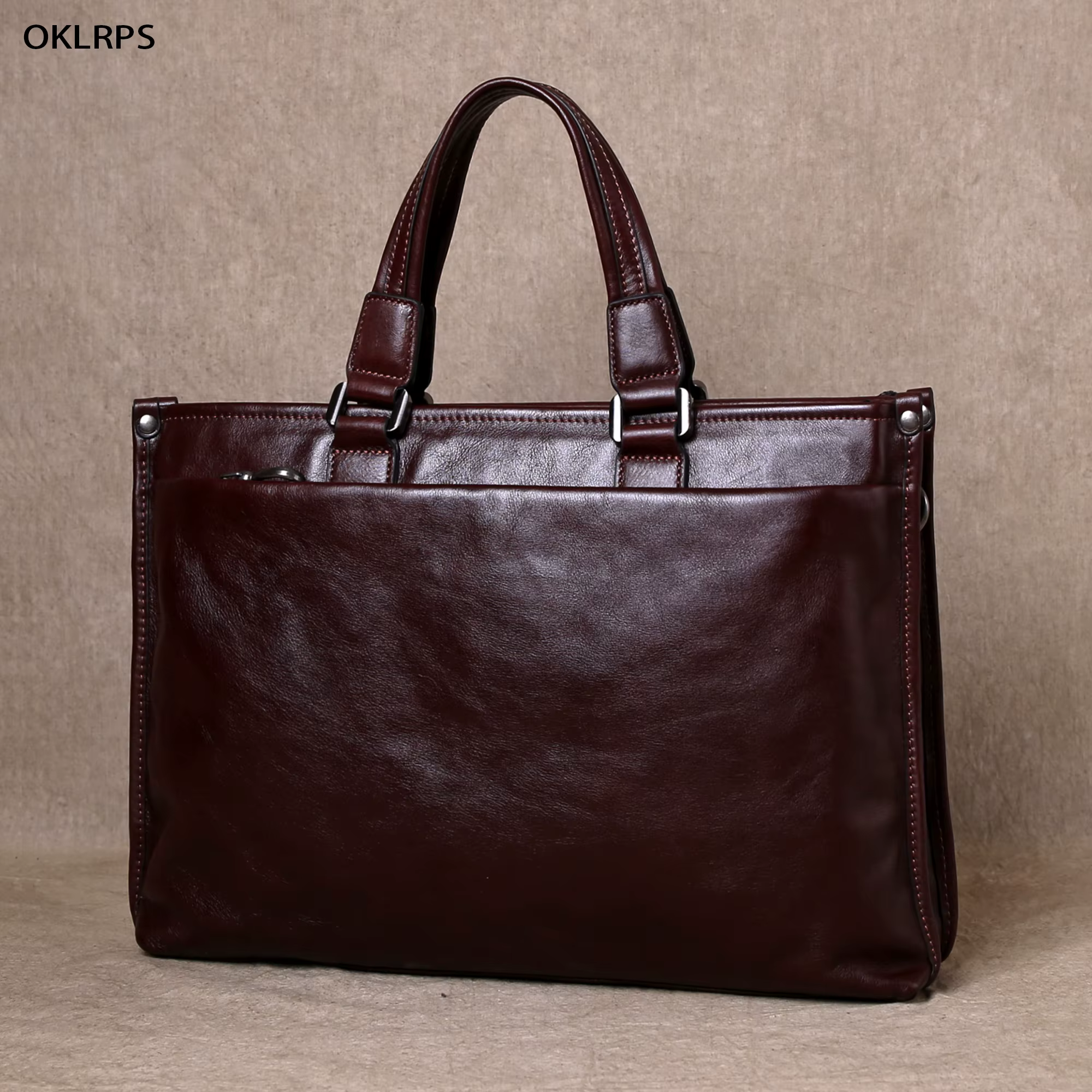 Sac à main en cuir de soie tanné végétal, mallette d'affaires décontractée, sac d'ordinateur 14 ", s