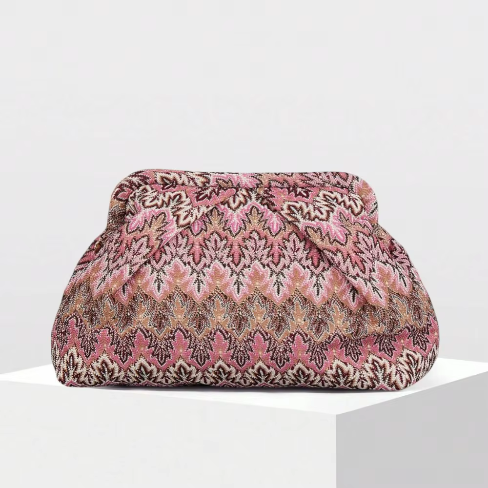 Sac à main d'été pour femme, style bohème rétro, en jacquard plissé, pochette grande capacité, sac d