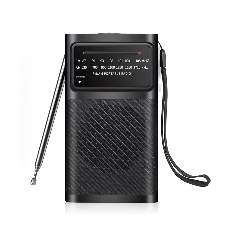 Radio portable mini AM FM avec bonne réception, haut-parleur puissant, fonctionne avec des piles AA,
