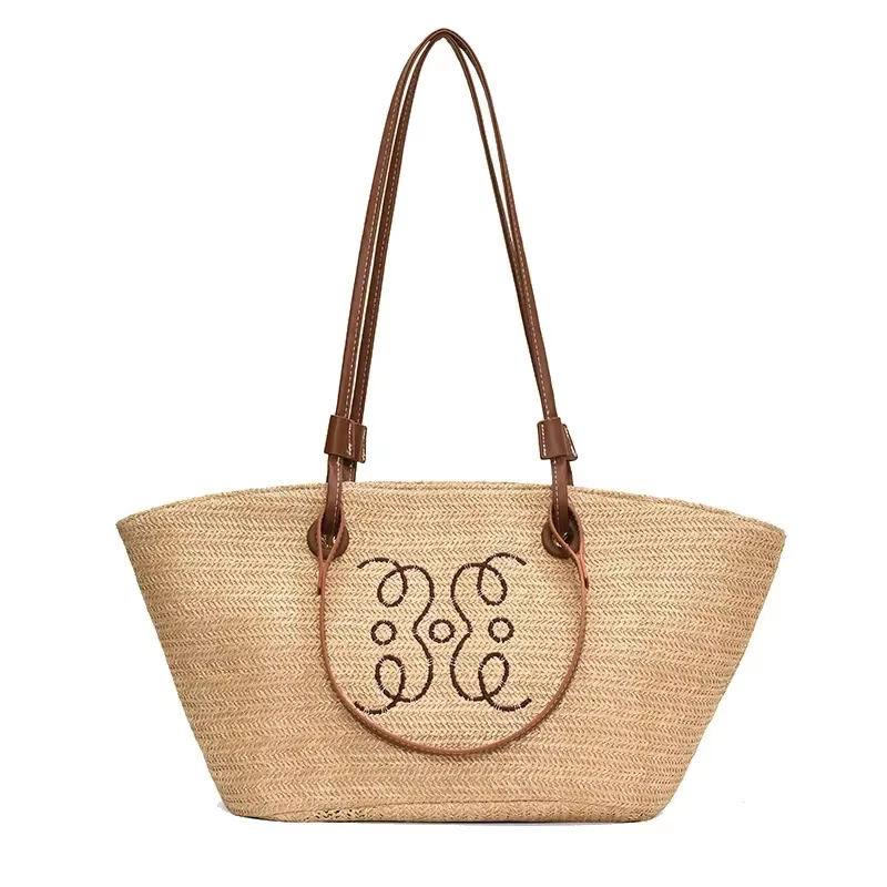 Sac cabas tressé en paille grande capacité pour femme – Collection été, offre spéciale de la saison 
