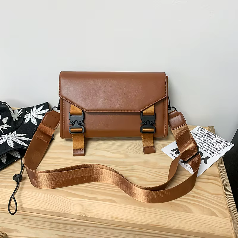 Sac messager à rabat de grande capacité pour femmes et hommes, sac à bandoulière en cuir Pu de bonne