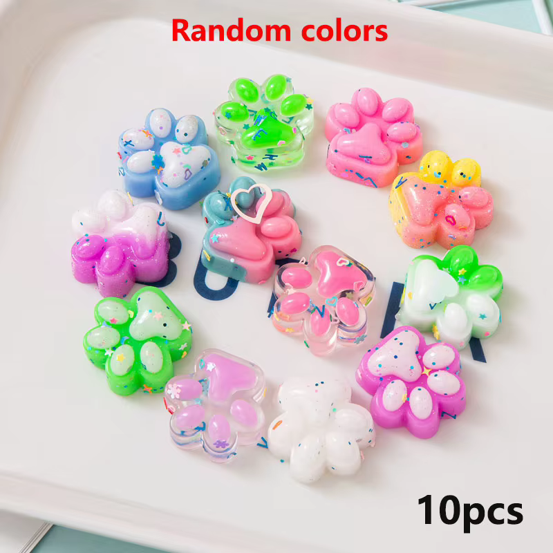 10 mini-jouets en peluche en forme de patte de chat, colorés, pour les fêtes d'Halloween et de Noël,