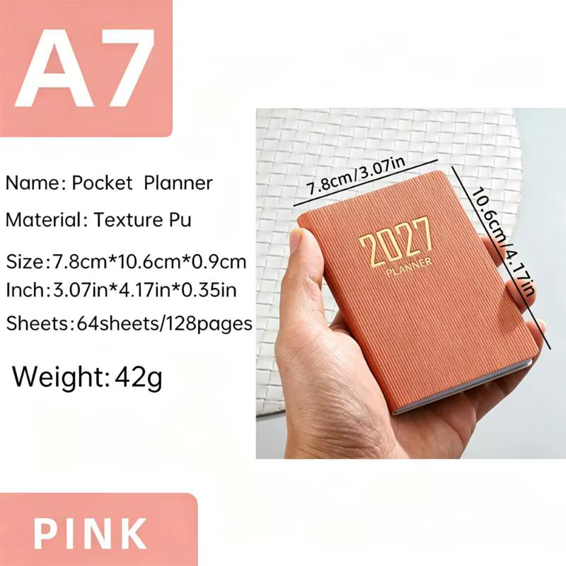 Mini agenda hebdomadaire de poche avec calendrier pour étudiants, voyages, prise de notes quotidienn