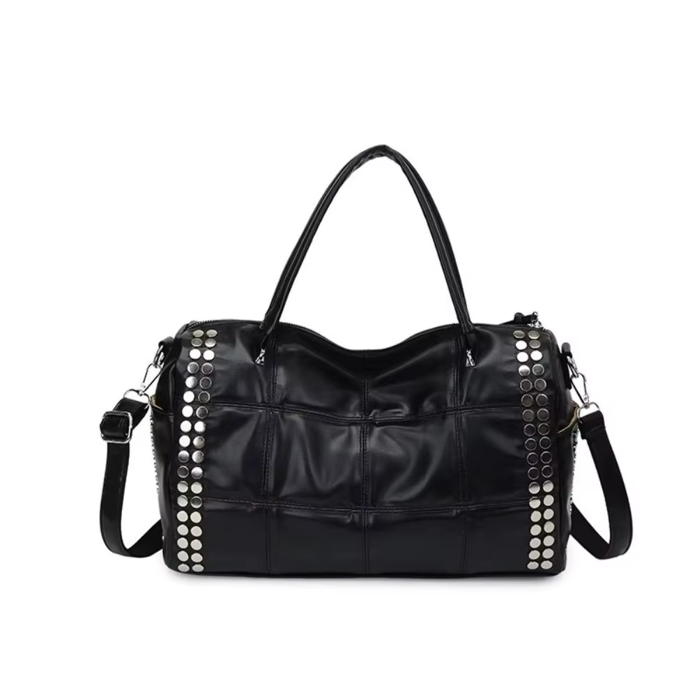Sac fourre-tout matelassé grande capacité avec rivets, bandoulière amovible, sac à main tendance sty