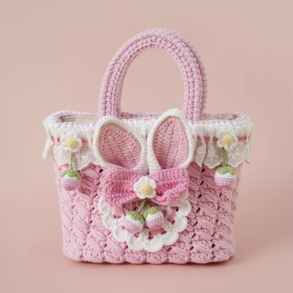 Sac au Crochet de la série Loli Girl de célébrité d'internet, sac de lapin tricoté de Style Lolita e