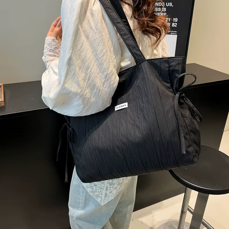 Sac à bandoulière pour femme, style coréen, sac en toile décontracté, sac fourre-tout pliable de sty