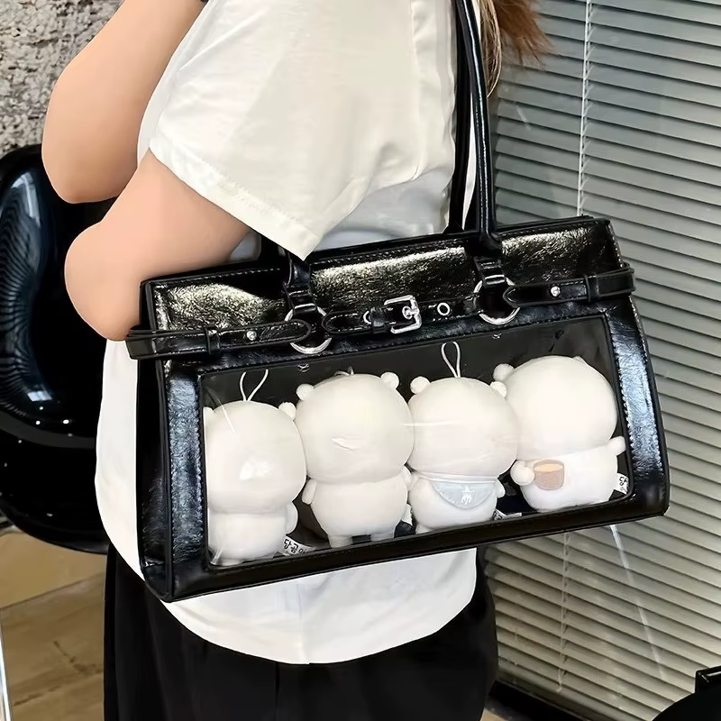 Sqaure Transparent épaule Ita Sac sous les bras Sac Femme amour coeur pendentifs sacs pour Femme ado