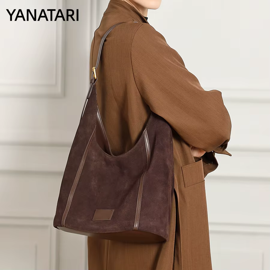 YANATARI en cuir véritable grande capacité minimaliste sac fourre-tout femmes couche supérieure en p