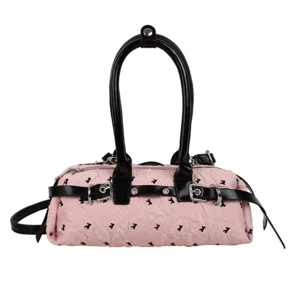 Sac à bandoulière portable en seersucker style coréen pour femme, sac de bowling décontracté en cuir