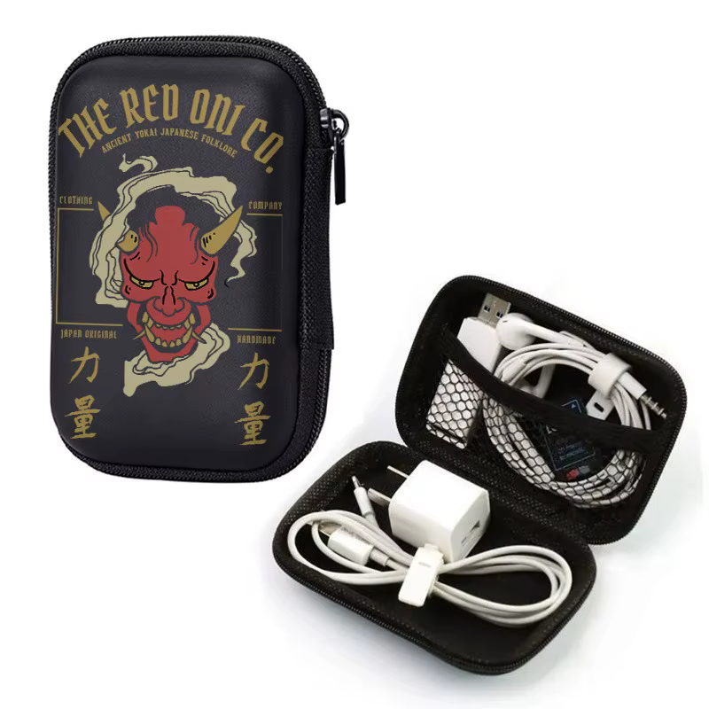 Sac de rangement rigide en EVA imprimé Red Devil, fermeture éclair anti-chute, organisateur de voyag
