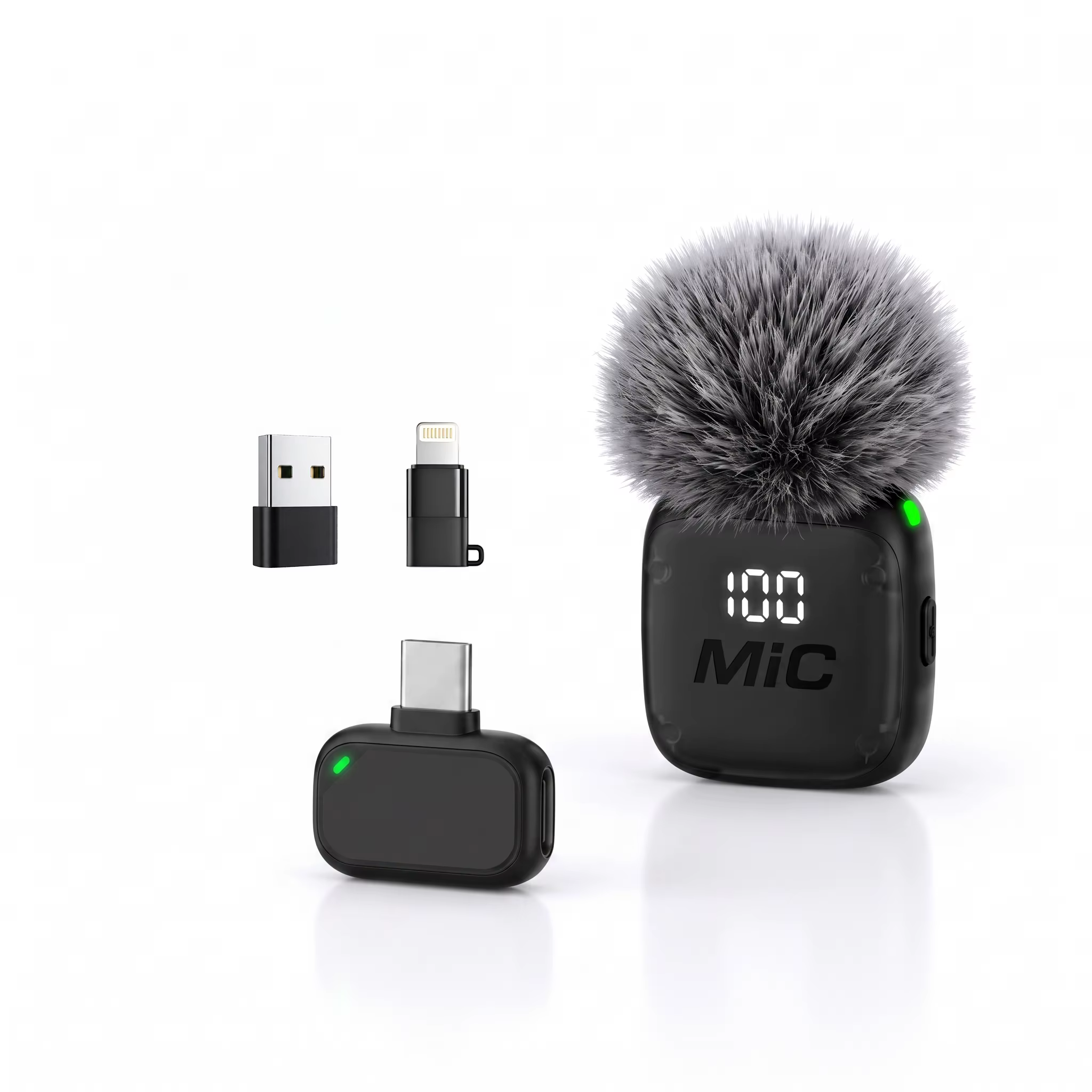 Mini microphone sans fil à clipser, réduction intelligente du bruit, longue durée de vie de la batte