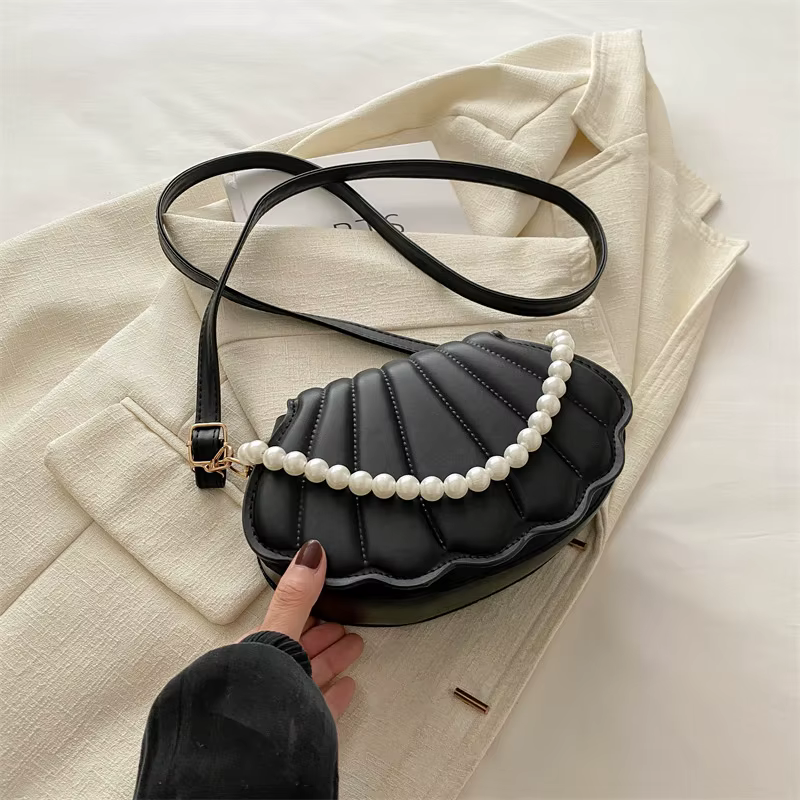 Sac à bandoulière en cuir PU pour femmes et filles, sac à bandoulière minimaliste avec perles de hau