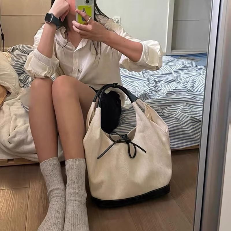 Sacs à bandoulière rétro pour femmes, couleur unie, Simple, à la mode, polyvalent, coréen, en toile,
