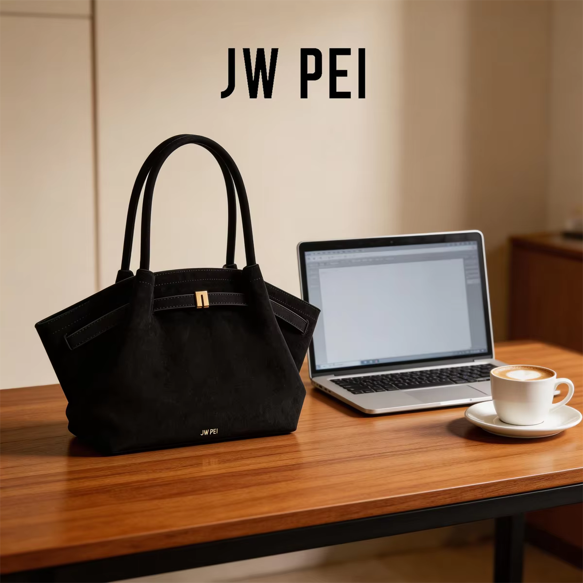 Sac à main vintage de haute qualité pour femme JW PEI, en similicuir noir, en cuir vegan, sac bandou