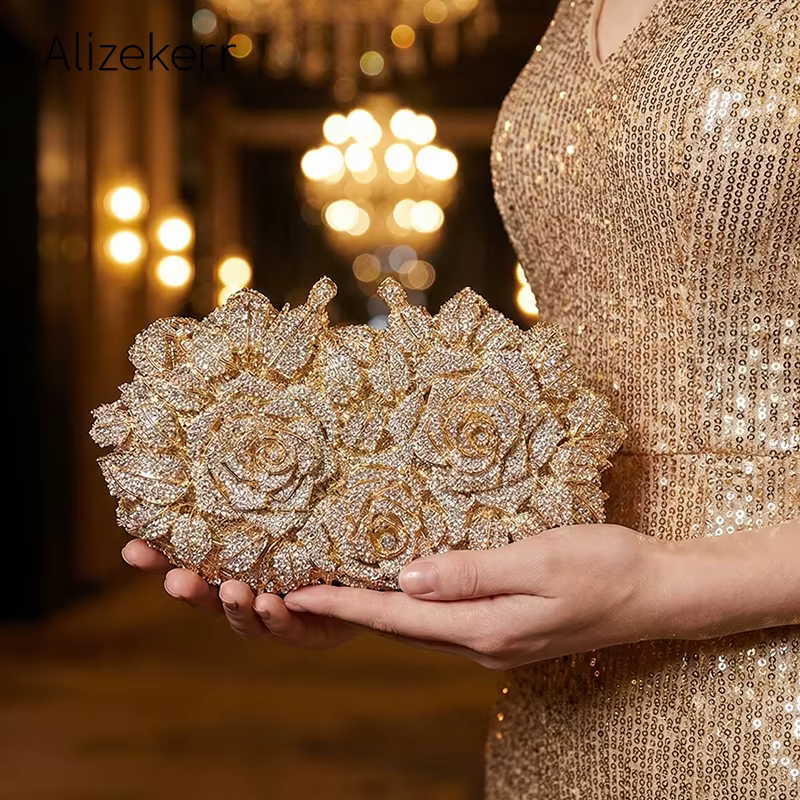 Alizekerr-Sacs à main de soirée en cristal rose pour femmes, pocommuniste de luxe, sacs à main et sa