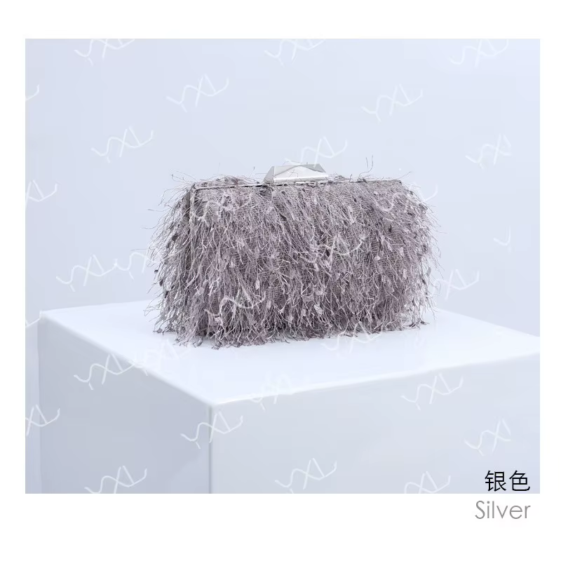 Pochette de soirée à pompon faite à la main, sac à main à la mode pour femmes pour fêtes et dîner, s