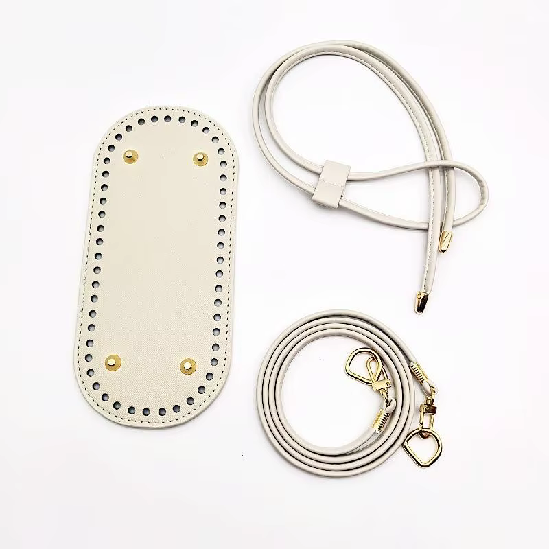 Kit d'accessoires DIY pour sac à main au crochet : base de sac en cuir PU, bandoulière et chaîne pou