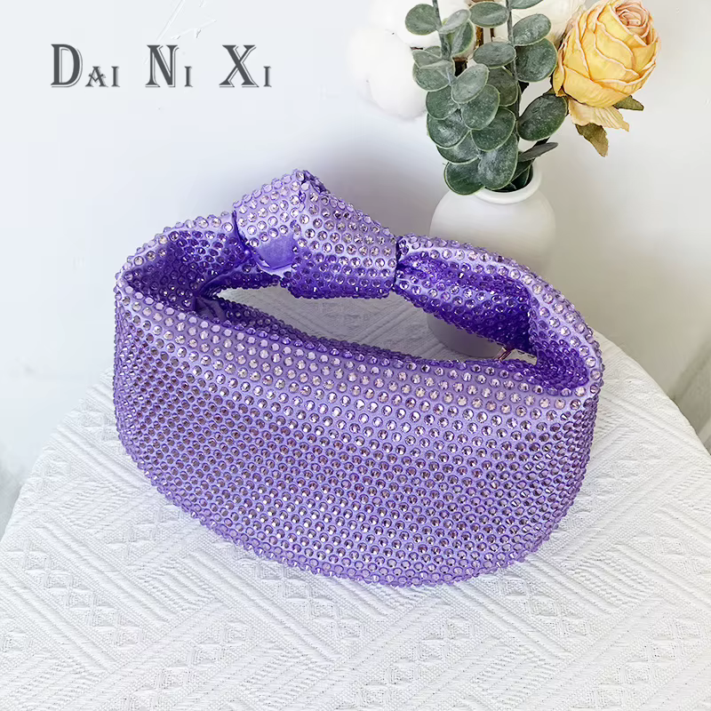 Sac à main de luxe noué en cristal strass diamant nuage pour femmes, sac de soirée brillant scintill