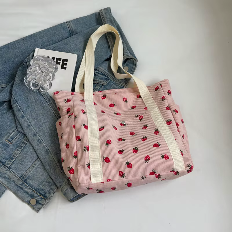 Sac fourre-tout en velours côtelé pour loisirs, sac à main d'ordinateur pour étudiants, sac à bandou