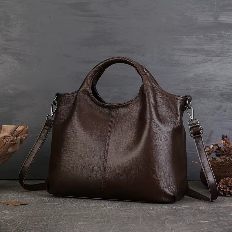 Sac fourre-tout Vintage en cuir véritable pour femmes, fourre-tout de bonne qualité, grand sac à ban