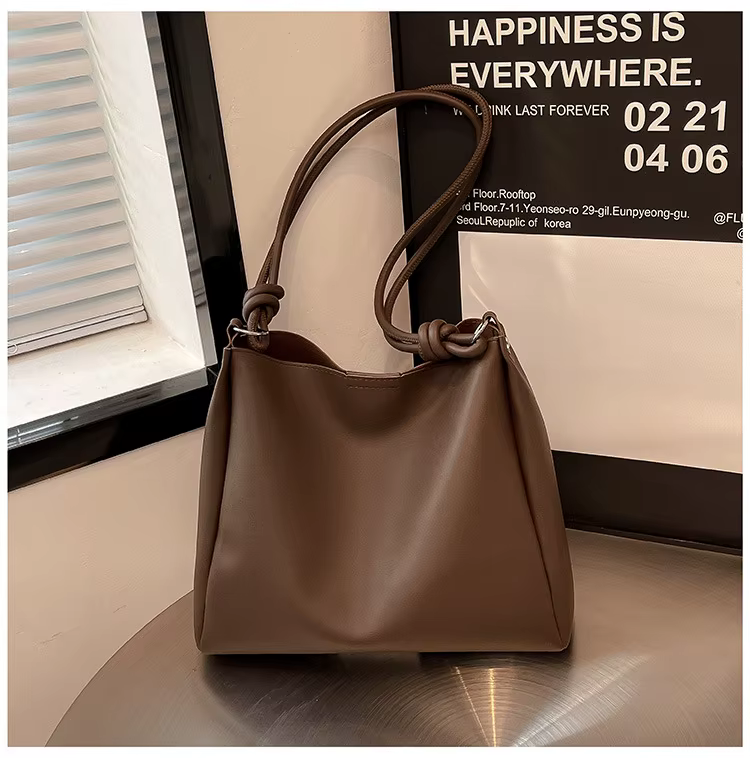 Sac seau tendance grande capacité pour femme, sac à bandoulière style rétro en PU, polyvalent et de 