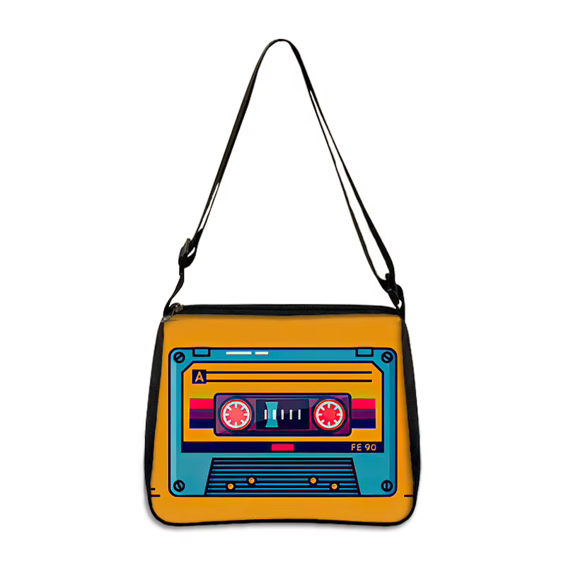 Sac à Main à Bandoulière avec Impression de Magnétophone, Sacoche Décontractée, pour Voyage, Télépho